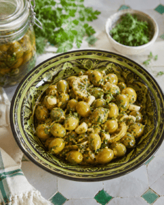 gemarineerde olijven met knoflook en oregano