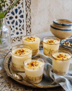 Marokkaanse yoghurtpudding met saffraan en oranjebloesemwater